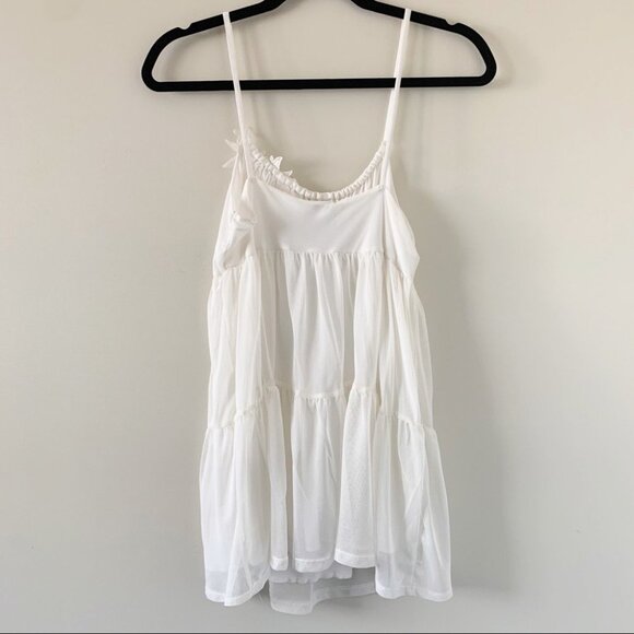 H&M Babydoll Tunic Blouse Mini Dress Ivory Floral Embroidery Y2K 2000s Small - Picture 10 of 16